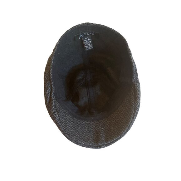 APT. 9 M/L Dark Gray Herringbone Flat Cap Newsboy Hat Wool Blend - Picture 4 of 5